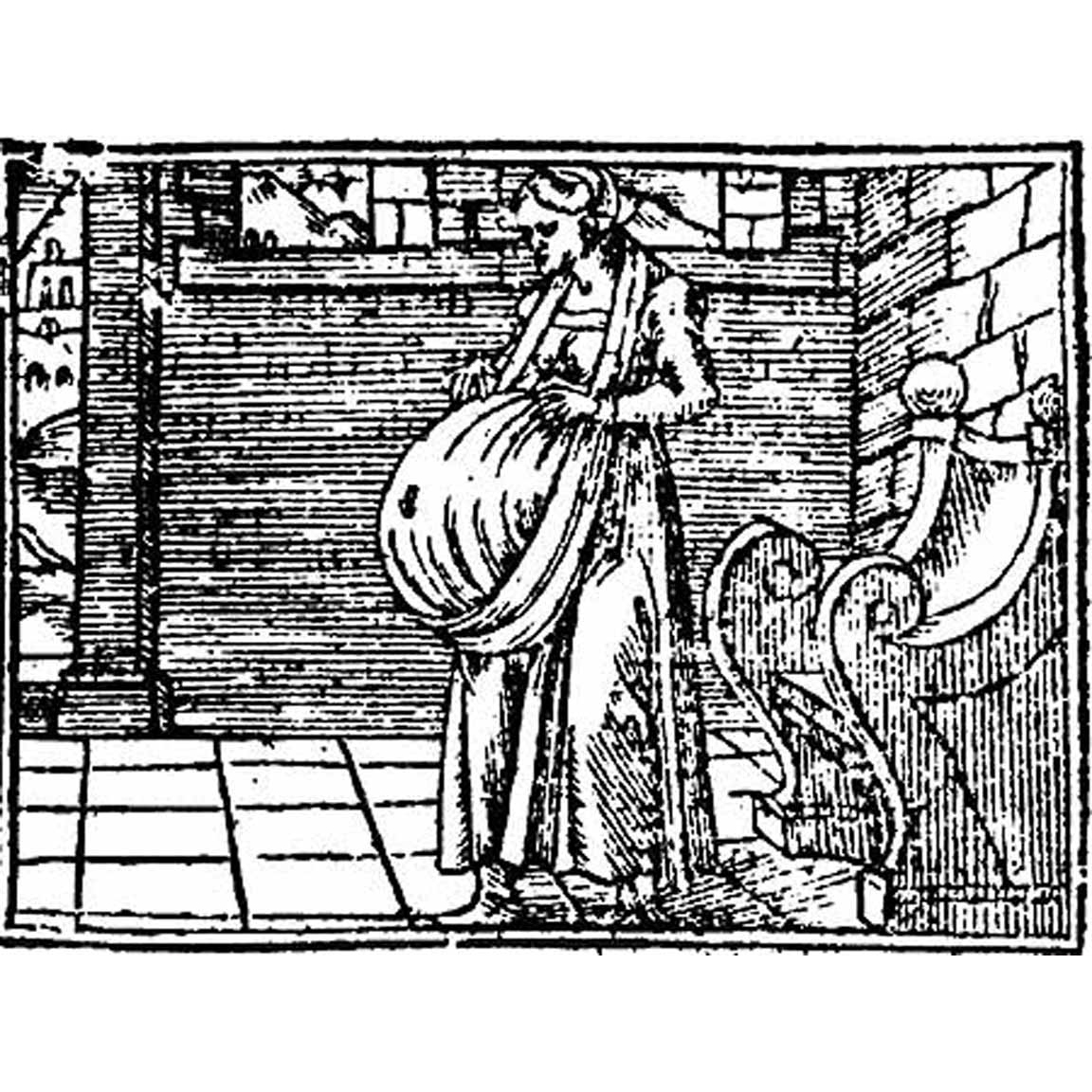 1594 standing woman with huge abdomen