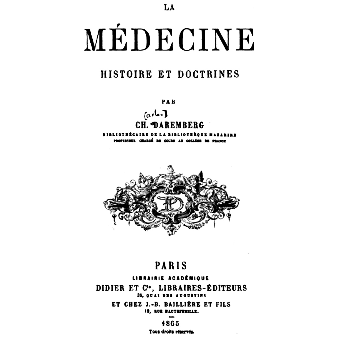 1865-DAREMBERG-Médecine-Historique-titre