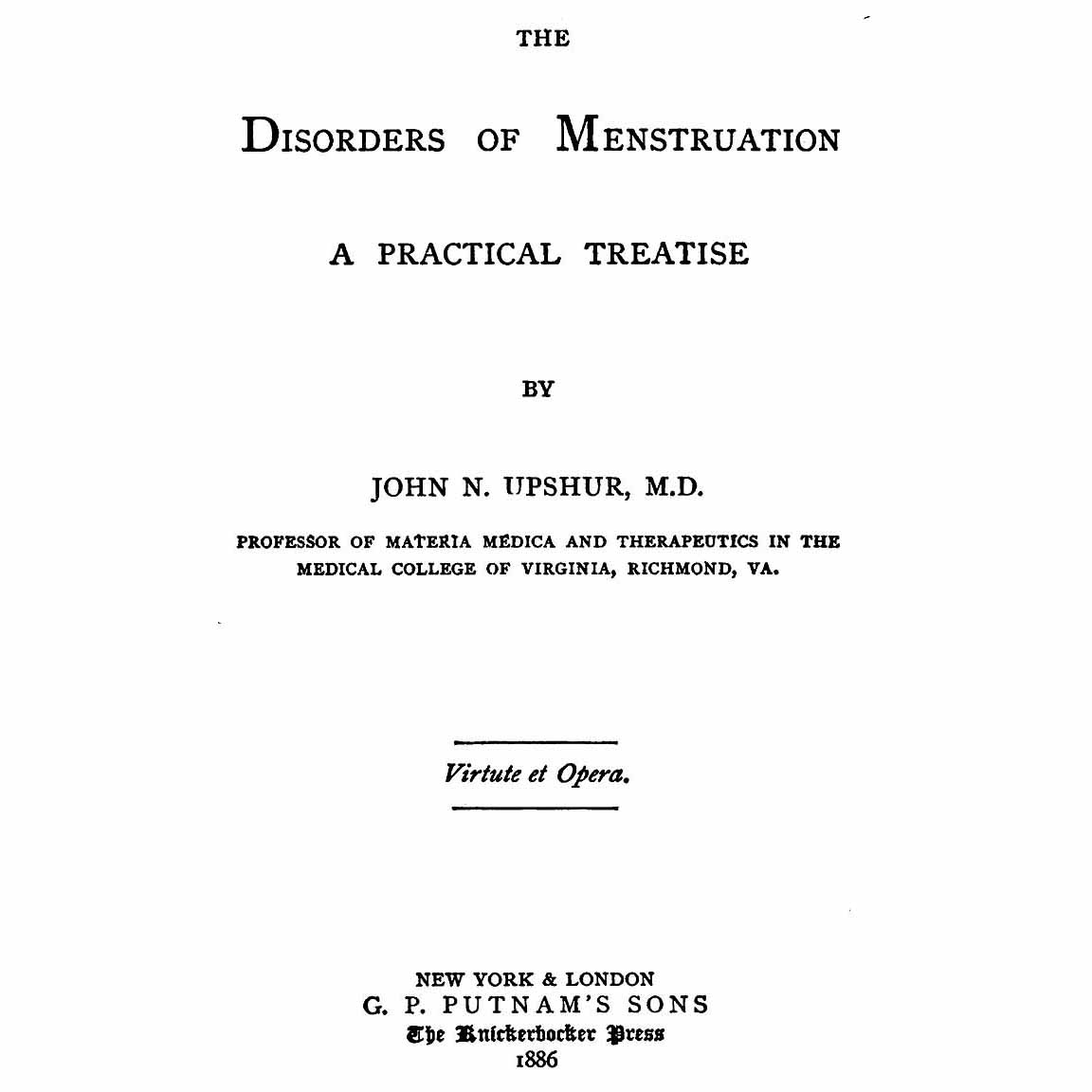 1886-UPSHUR-Disorders-Menstruation-title